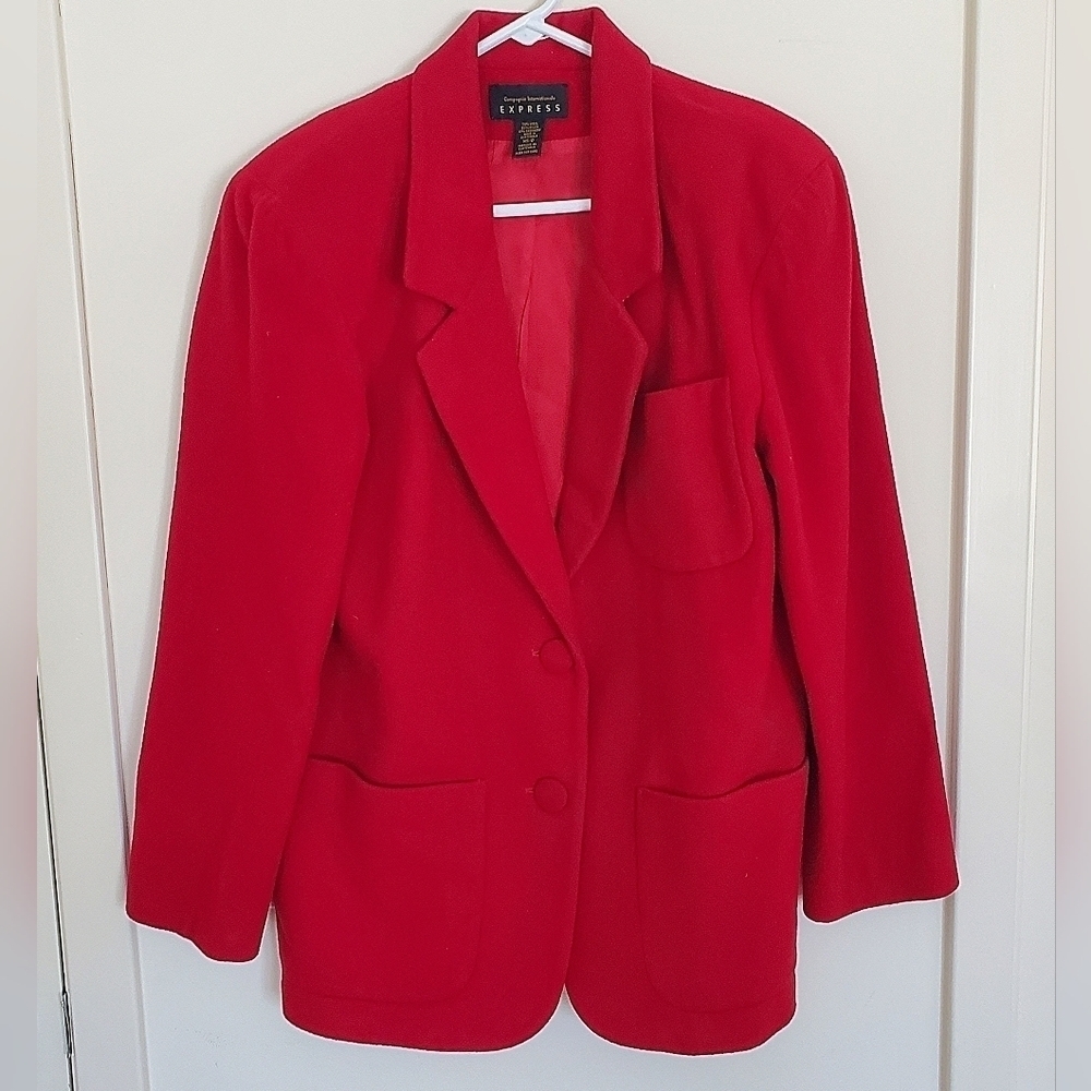 Express Vintage Red Wool Oversized Blazer